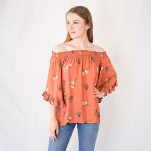 JAASE Tara Print Clover Off-Shoulder Tunic Top